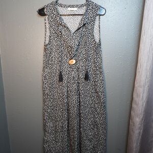 Beachlunchlounge Womens Black Tie-Neck Sleeveless Printed Maxi Dress Size Medium